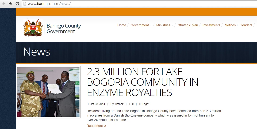 Lake Bogoria Bio-Enzyme Royalties Kenya Baringo County 2014